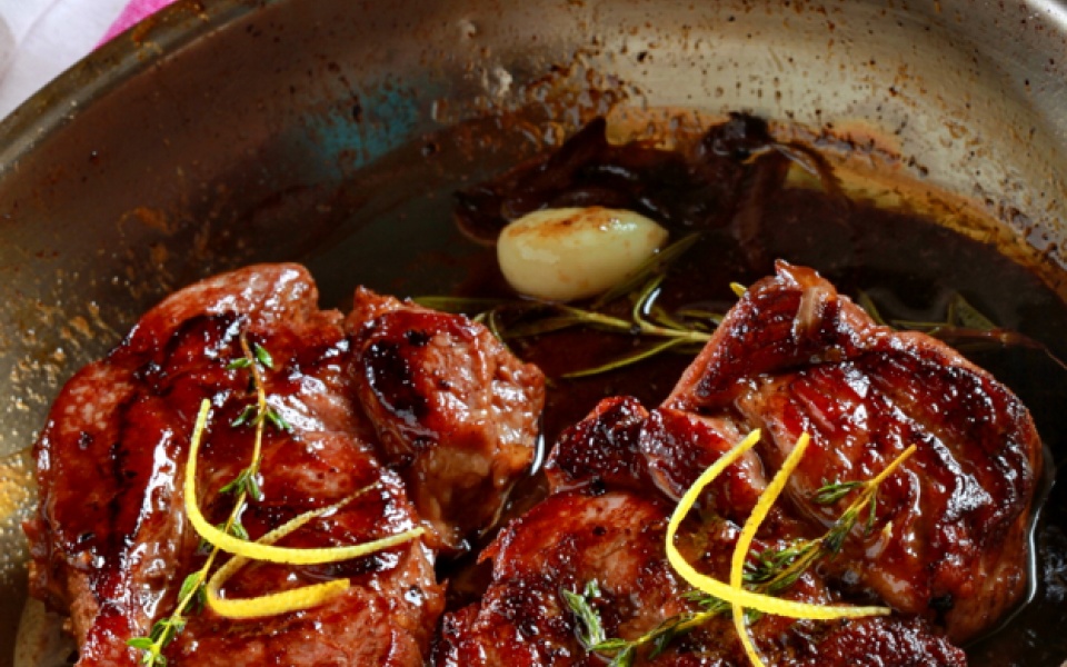 Pork shoulder chop with rosemary, lemon, balsamic vinegar and honey | Yiannis Lucacos
