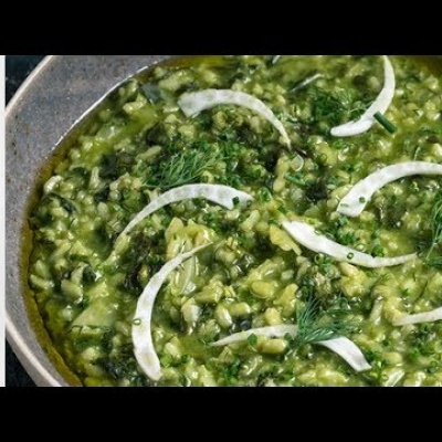 Risotto with spinach, fennel and dill (greek style spanakorizo) | Yiannis Lucacos
