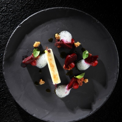 Geremezi “brûlée” with beetroots and hazelnut pesto | Yiannis Lucacos