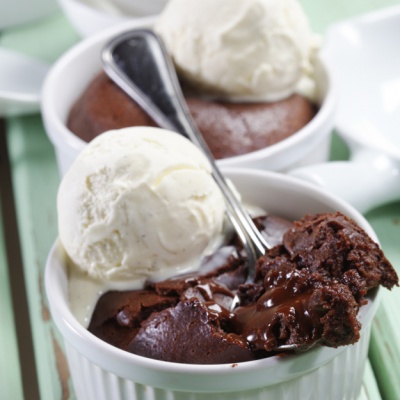 Chocolate soufflé with vanilla ice-cream | Yiannis Lucacos