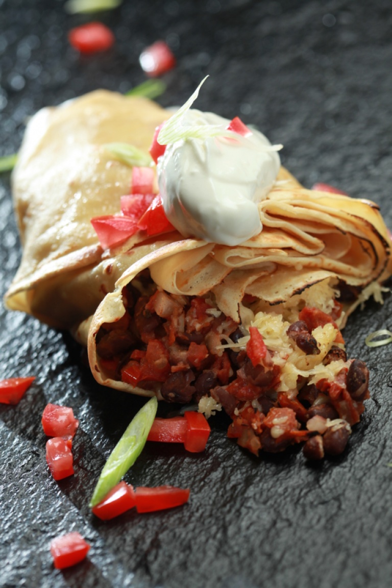 Black bean crepes 