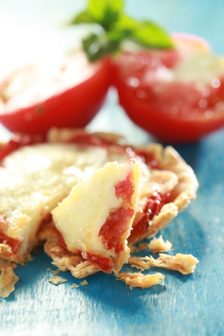 Puff pastry tomato and mozzarella pizza